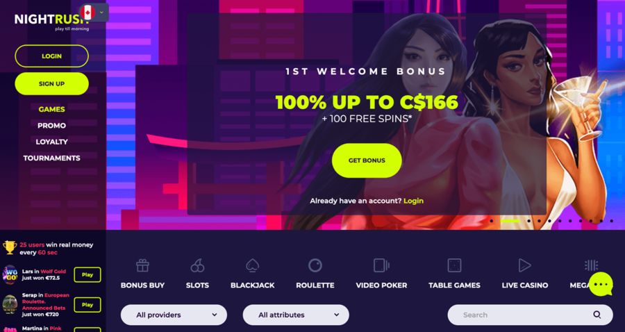 start screen for casino register